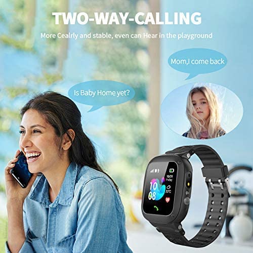 Smooce Kids Smartwatch para Niños, LBS Reloj Inteligente Resistente al Agua para niños de 3-12 años con cámara SOS Call Juego de Pantalla táctil para de cumpleaños para niños Holiday (Black)