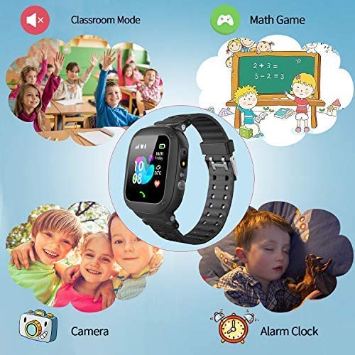 Smooce Kids Smartwatch para Niños, LBS Reloj Inteligente Resistente al Agua para niños de 3-12 años con cámara SOS Call Juego de Pantalla táctil para de cumpleaños para niños Holiday (Black)