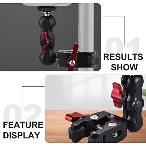 SOLUSTRE Súper Pinza con Soporte de Bola de Ball Cabeza de Bola de Bola Monte Multi- Función de Doble Bola Adaptadora de Bola con Abrazadera Inferior para Luces de Monitor de Campo