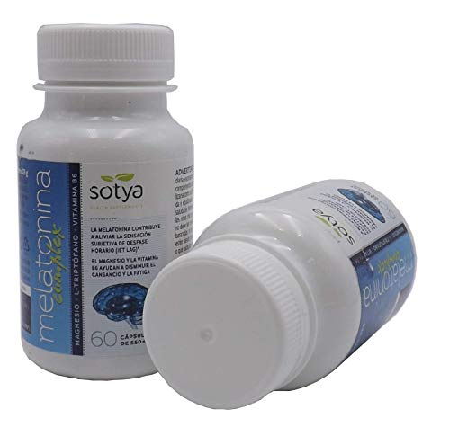 SOTYABESLAN Melatonina + Magnesio + L-triptófano + Vitamina B6 +, 60 Capsulas, regulación del sueño, para dormir mejor, contra el estrés y el insomnio, magnesio disminuye el cansancio y la fátiga