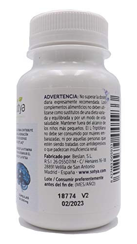 SOTYABESLAN Melatonina + Magnesio + L-triptófano + Vitamina B6 +, 60 Capsulas, regulación del sueño, para dormir mejor, contra el estrés y el insomnio, magnesio disminuye el cansancio y la fátiga