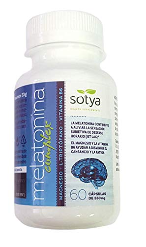 SOTYABESLAN Melatonina + Magnesio + L-triptófano + Vitamina B6 +, 60 Capsulas, regulación del sueño, para dormir mejor, contra el estrés y el insomnio, magnesio disminuye el cansancio y la fátiga