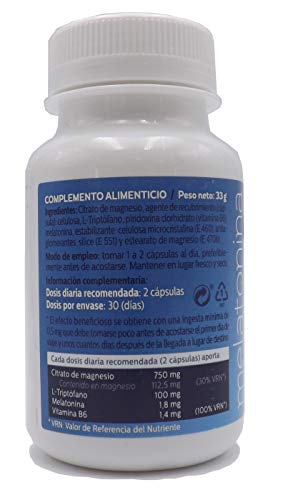 SOTYABESLAN Melatonina + Magnesio + L-triptófano + Vitamina B6 +, 60 Capsulas, regulación del sueño, para dormir mejor, contra el estrés y el insomnio, magnesio disminuye el cansancio y la fátiga