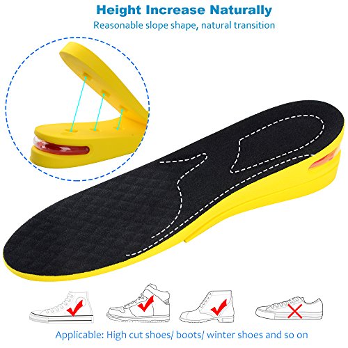 Soumit Almohadilla para zapatos de inserción de aire de elevación de talón invisible extraíble de 3.5-5 cm de 2 capas, alivio del dolor y comodidad (L EU40-45 / UK7-10.5, longitud: 27.5 cm)