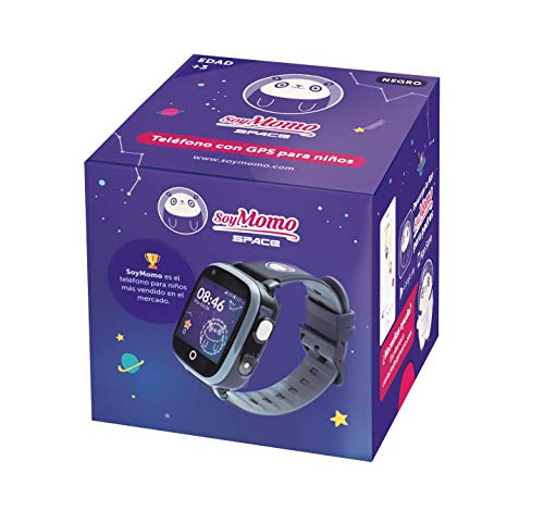 SoyMomo Space 4G - Reloj GPS para niños 4G - Reloj teléfono para niños - Smartwatch 4G con GPS para niños (Negro)