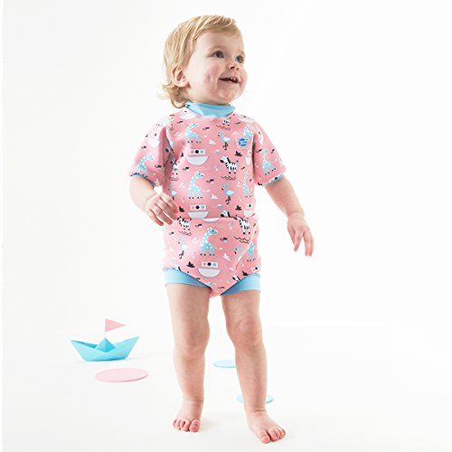 Splash About Happy Nappy - Traje de Neopreno con pañal de natación, Unisex bebé, Traje húmedo, HNWNAXL, Arca de Nina, 12 a 24 Meses