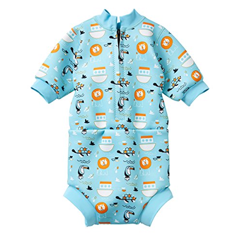 Splash About Happy Nappy - Traje de Neopreno con pañal de natación, Unisex bebé, Traje húmedo, HNWNOAM, Arca de Noé, 3-8 Meses