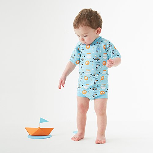 Splash About Happy Nappy - Traje de Neopreno con pañal de natación, Unisex bebé, Traje húmedo, HNWNOAM, Arca de Noé, 3-8 Meses