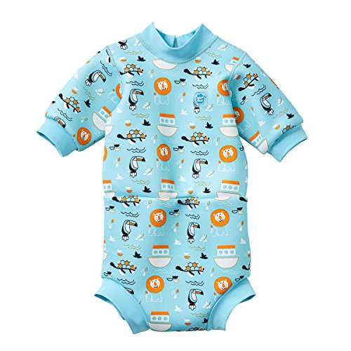 Splash About Happy Nappy - Traje de Neopreno con pañal de natación, Unisex bebé, Traje húmedo, HNWNOAM, Arca de Noé, 3-8 Meses