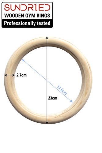 SUNDRIED Anillas de Gimnasia de Madera con Correas de Ejercicios de Gimnasia Anillos de Gimnasia Anillos Cross fit Atlética Dip Gym Rings