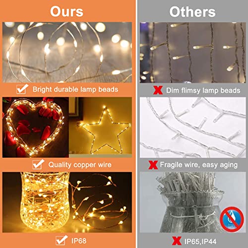 SUNNEST Cadena de luces navideñas de 300 LED con 8 modos de iluminación, luces con control remoto, con USB, para dormitorio, fiesta, boda, hogar, jardín, decoración de pared, (blanco cálido)