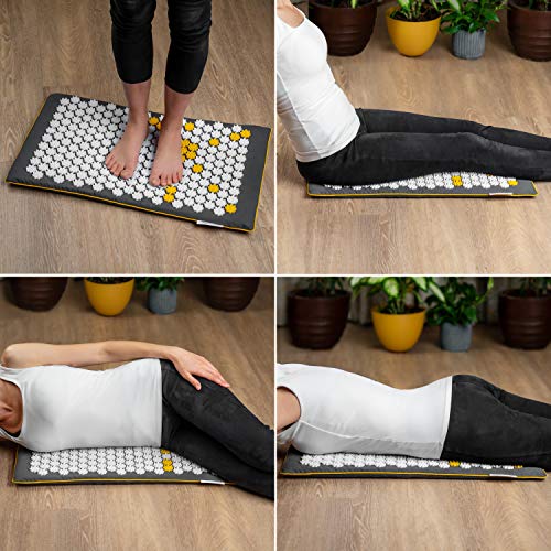 Sunshima Set de Acupresión con Almohada y Alfombrilla de Masaje - Esterilla de Acupuntura para Terapia de Bienestar Natural para Estrés, Dolor de Cuello y Espalda, Relajación Muscular, Mejor Sueño