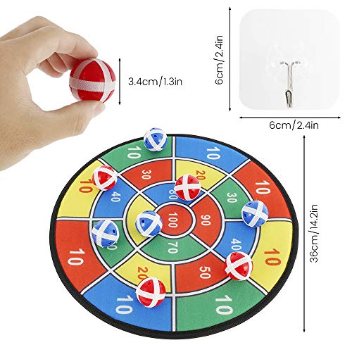 Tablero De Dardos Colgante para Niños Juego de Tablero de Dardos con 12 Bolas Dardos de Los Niños con Velcro Seguro Juegos De Habilida Dardos para Interiores y Exteriores Colgantes