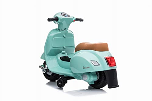 Tachan - Moto electrica mini Vespa color celeste, bateria recargable 6v, luz en faro delantero y bocina, pedal acelerador, hasta 25 kg, puede alcanzar los 3 km/h (711T00644 CPA TOY GROPU TRADING S.L.)