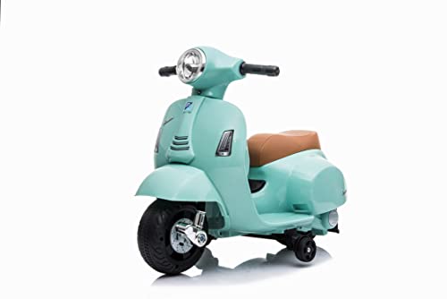 Tachan - Moto electrica mini Vespa color celeste, bateria recargable 6v, luz en faro delantero y bocina, pedal acelerador, hasta 25 kg, puede alcanzar los 3 km/h (711T00644 CPA TOY GROPU TRADING S.L.)