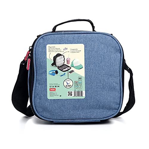 Tatay Urban Food Casual, Bolsa Térmica Porta Alimentos, 3L de Capacidad, con 4 Tuppers Herméticas (2 x 0.5L, 2 x 0.2L), Color Denim Blue. Medidas 22.5 x 10 x 22 cm