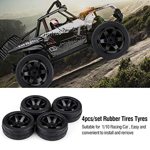 Tbest Neumáticos 4pcs RC, Llantas para vehículos Todoterreno RC Crawler Tire Ruedas de Goma para RC 1:10 Parte del Coche(6 Agujeros)