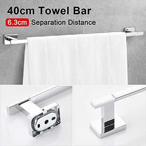 TDYU Toalleros de Baño Juego de Accesorios de baño, Barra de Toalla de Mano de 40 cm, Soporte de Papel higiénico, Anillo de Toalla y Gancho para Bata de Acero Inoxidable, Montaje en Pared 4 Piezas