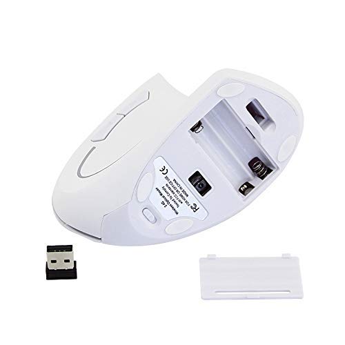 Tech Stor3 - Ratón Vertical inalámbrico óptico sin Cables, 6 Botones, diseño ergonómico, Evita el Trastorno del túnel carpiano (síndrome RSI), Color Blanco