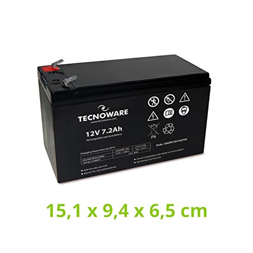 Tecnoware Batería de plomo-ácido 12 V Capacidad 7 Ah - para SAI, Videovigilancia y sistemas de Alarma - Conexión Faston 6.3 mm - Dimensiones 15,1x 9,4 x 6,5 cm