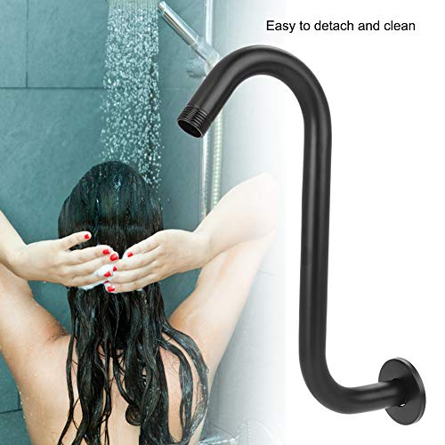 Tissting Brazo de Extensión de Ducha de 8 Pulgadas, Extensor de Cabezal de Ducha Curvo en S de Gran Alturas 201 de Acero Inoxidable G1/2" Accesorio de Baño Durable, Negro