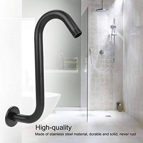 Tissting Brazo de Extensión de Ducha de 8 Pulgadas, Extensor de Cabezal de Ducha Curvo en S de Gran Alturas 201 de Acero Inoxidable G1/2" Accesorio de Baño Durable, Negro