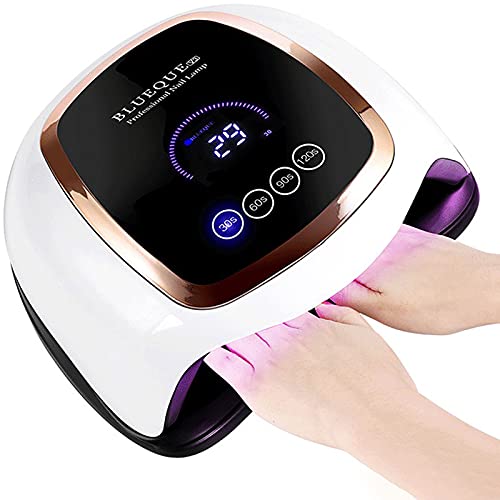 Tonsooze 168W Lampara LED Uñas Profesional Secador de Uñas LED UV Lampara Uñas Gel Semipermanentes Maquina Uñas Luz UV Nail Lamp con Sensor Automatico,4 Temporizadores para Manicura y Pedicura