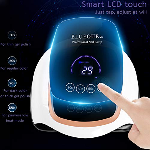 Tonsooze 168W Lampara LED Uñas Profesional Secador de Uñas LED UV Lampara Uñas Gel Semipermanentes Maquina Uñas Luz UV Nail Lamp con Sensor Automatico,4 Temporizadores para Manicura y Pedicura