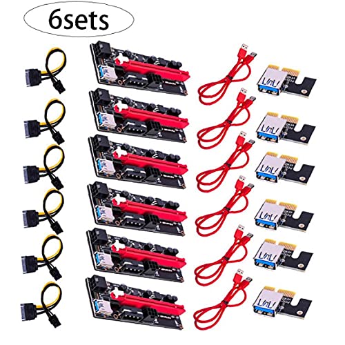 TOPofly PCI-E Tarjeta gráfica por Cable, USB Tarjeta Vertical VER009S Extender Cable Adaptador PCI-E 1X 16X al Cable de extensión Compatible con PCI-E Red 6PCS niños Uso