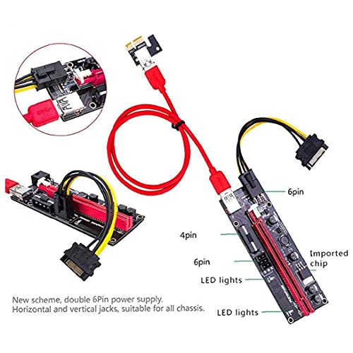 TOPofly PCI-E Tarjeta gráfica por Cable, USB Tarjeta Vertical VER009S Extender Cable Adaptador PCI-E 1X 16X al Cable de extensión Compatible con PCI-E Red 6PCS niños Uso