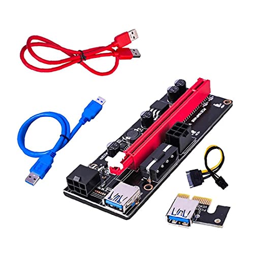 TOPofly PCI-E Tarjeta gráfica por Cable, USB Tarjeta Vertical VER009S Extender Cable Adaptador PCI-E 1X 16X al Cable de extensión Compatible con PCI-E Red 6PCS niños Uso