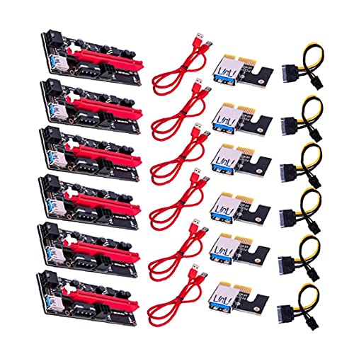 TOPofly PCI-E Tarjeta gráfica por Cable, USB Tarjeta Vertical VER009S Extender Cable Adaptador PCI-E 1X 16X al Cable de extensión Compatible con PCI-E Red 6PCS niños Uso