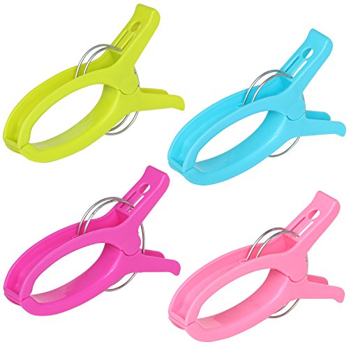 TRIXES 4 x Ganchos Grandes Pinzas de Toalla de Playa - Playa Toalla Clips - Ideal para Vacaciones - en Colores Surtidos Edición de Lujo con Resortes de Metal Reforzado