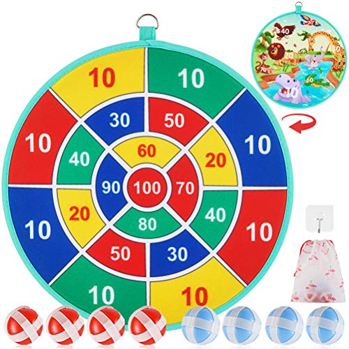 ubrand Juego de dardos para niños con 8 bolas adhesivas, juego de diana Safe Classic, regalo de Navidad para niños y niñas, 33 cm (verde)