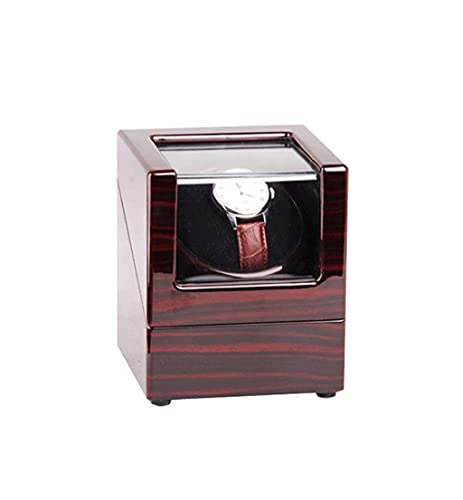 UKUOFL Caja de Relojes de Cuerda automática Devanadera de Reloj de Madera Individual con Motor silencioso, alimentada por batería o Adaptador de CA (Negro) (Color: A001) Happy House