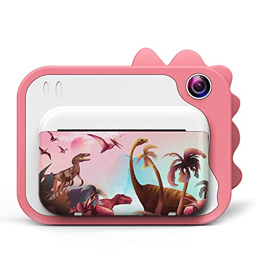 Uleway Cámara Instantánea para Niños, Cámara de Fotos con Pantalla de 2,4 Pulgadas, Cámaras Digitales con Papel de Impresión y Tarjeta SD de 32GB, Regalos Juguete para Niños y Niñas 3 a 12 Años (Rosa)