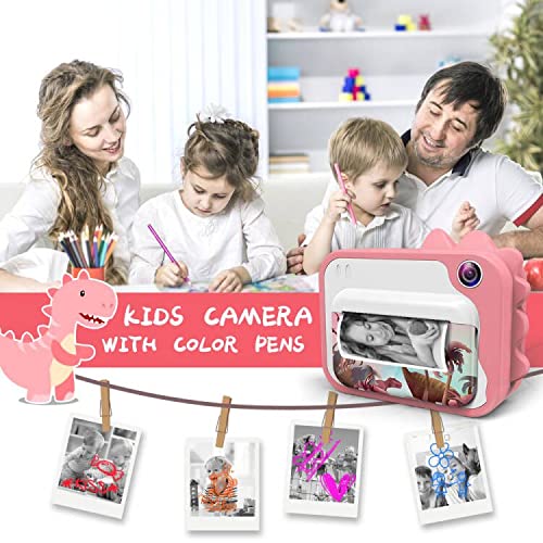 Uleway Cámara Instantánea para Niños, Cámara de Fotos con Pantalla de 2,4 Pulgadas, Cámaras Digitales con Papel de Impresión y Tarjeta SD de 32GB, Regalos Juguete para Niños y Niñas 3 a 12 Años (Rosa)