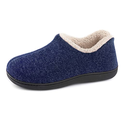 ULTRAIDEAS Zapatillas de casa de Mujer con Espuma de Memoria y Forro Polar, con Suela de Goma Antideslizante para Interiores y Exteriores,Azul Marino,40 EU