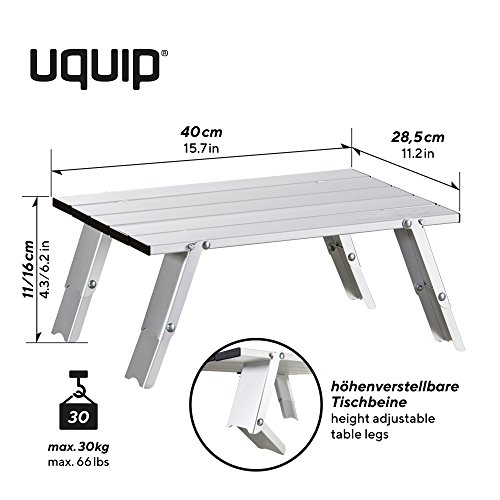 Uquip Handy - Mesa de Aluminio Plegable - 2 Alturas seleccionables (11/16 cm)