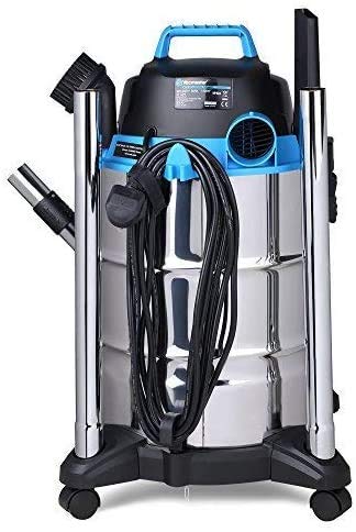 Vacmaster Aspirador Húmedo Industrial de Acero Inoxidable | Aspirador en Seco Y Húmedo 30 L, 230 WA, Toma De Corriente con Herramientas Eléctricas