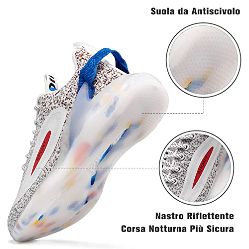 VcnKoso Zapatillas Hombre de Casual Zapatillas Air Deportivas Mujer Ligero Trekking Trail Running Zapatillas Anti Choque Senderismo Antideslizante Azul 43