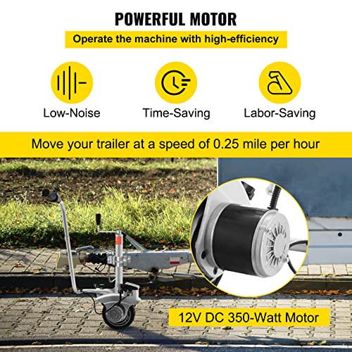 VEVOR Ruedas para Remolque 12 V / 350 W, Rueda Jockey Caravana con Diámetro de La Llanta 190 mm, Rueda Jockey Remolque Altura Ajustable, Rueda Jockey Motorizada Construcción de Aleación de Aluminio