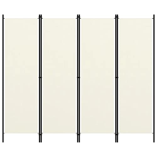 vidaXL Biombo Divisor de 4 Paneles de Pie Plegable Separador Habitación Dormitorio Estancia Decoración Partición Privacidad Blanco Crema 200x180 cm