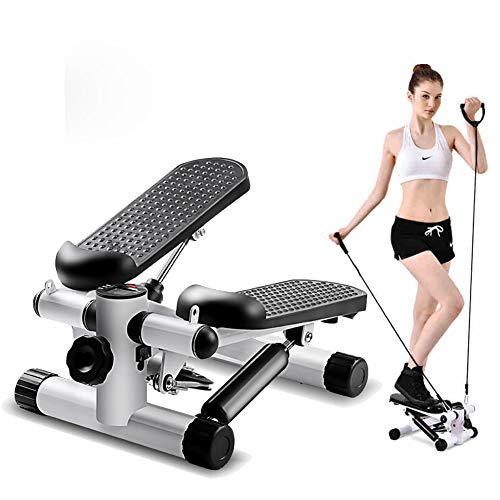 Vinteky Stepper 2 en 1 Cuerdas de Resistencia - Escaladora Stepper para Usuarios Principiantes y Avanzados con Pantalla Multifuncional, Negro + Blanco