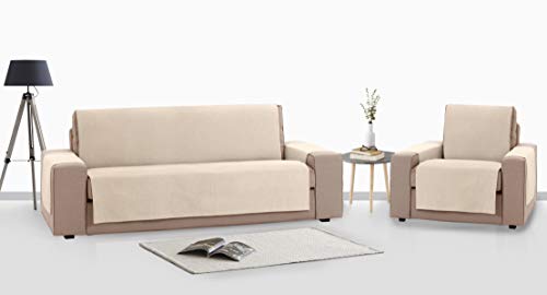 Vipalia Protector Funda Sillon Relax o Sofas 1 Plaza. Cubre Sillon reclinable Sofa Ajustable. Protector Sofa Antimanchas. Color Marfil. Cubre Sofa 1 Plaza (55 cm)