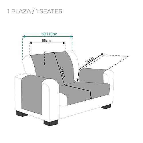 Vipalia Protector Funda Sillon Relax o Sofas 1 Plaza. Cubre Sillon reclinable Sofa Ajustable. Protector Sofa Antimanchas. Color Marfil. Cubre Sofa 1 Plaza (55 cm)