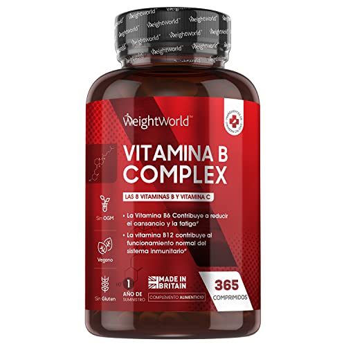 Vitamina B Complex 365 Comprimidos para 1 Año Alta Concentración Vitaminas del Grupo B Vegano - Complejo Vitamínico B con Vitamina C, Biotina, Ácido Fólico B1, B2, B3, B5, B6 y B12 Metilcobalamina