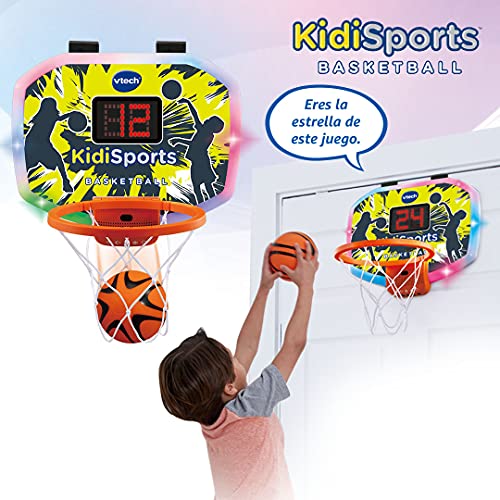 VTech-123-541622 VTech-KidiSports Basketball, Canasta de Baloncesto interactiva, Juguete para niños +5 años, multijugador, 5 Modos, 2h de Juego, retos, concursos, versión ESP (3480-541622), Color