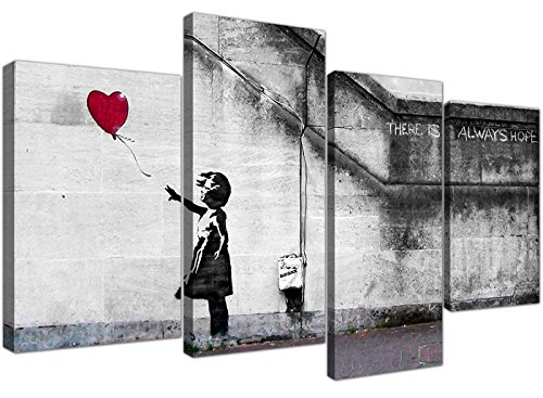 Wallfillers Extra Grande Banksy Lienzo (130 cm), diseño del Chica del Globo de Graffiti 4050