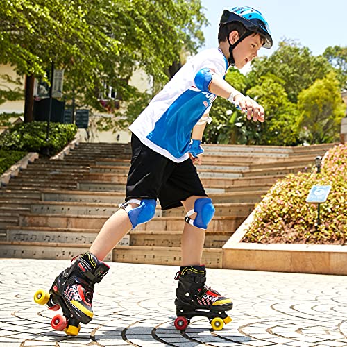 WeSkate Patines 4 Ruedas para Niños de Malla Transpirable Patines en Paralelo para Patinaje Niñas y Niños (Rosa, Negro)